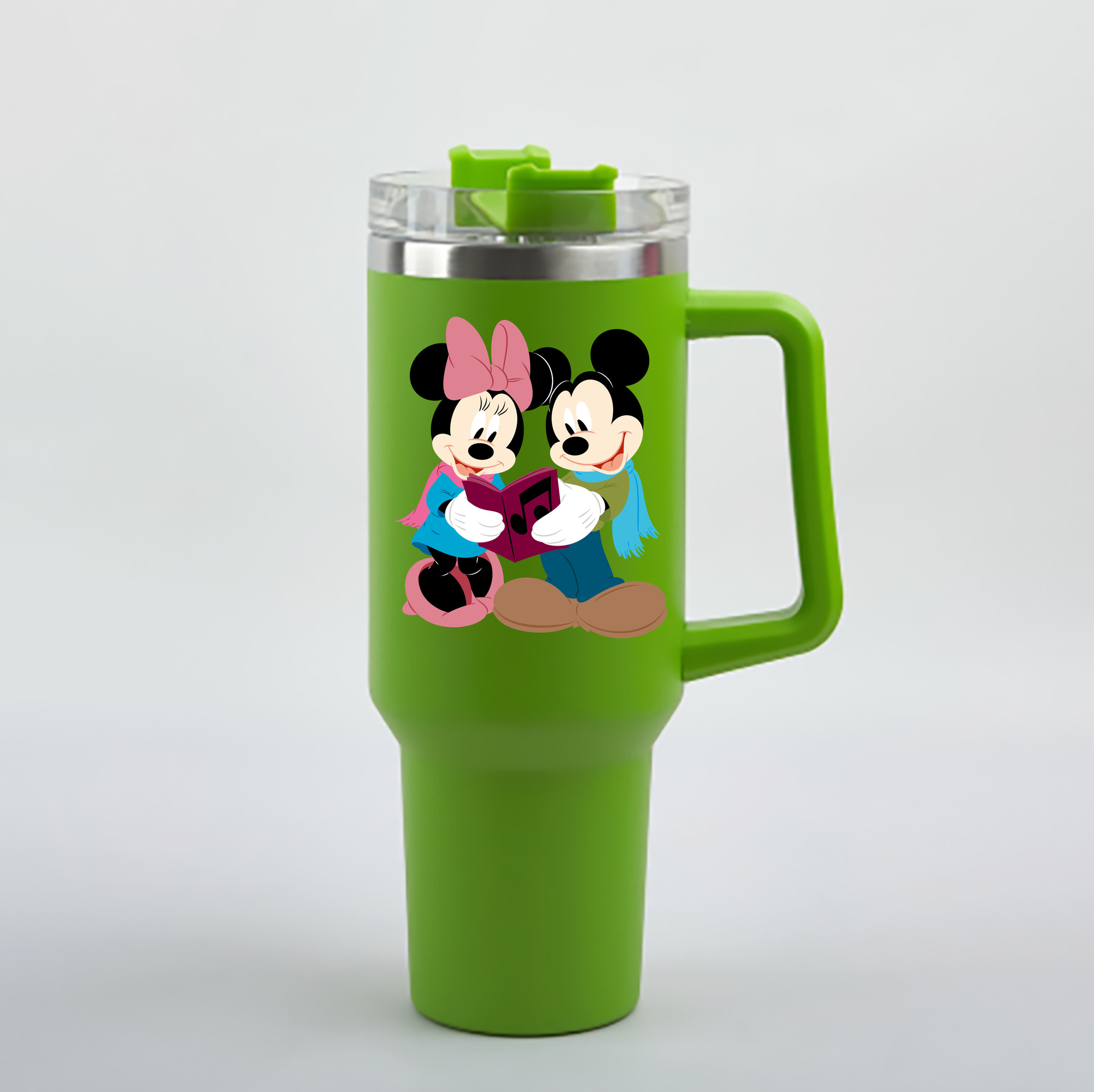 （画像用） ミッキーマウス Mickey Mouse 1200mL車用タンブラー - クリスタルステッカー（プラスチックストロー付き）